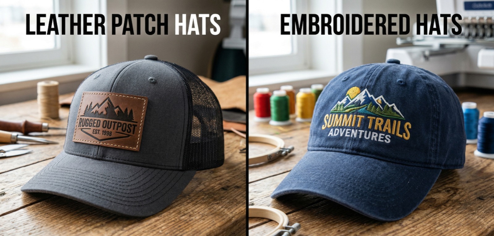 Leather Patch Hats vs. Embroidered Hats